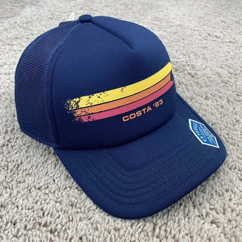Costa 83 Del Mar Hat Hang Loose Blue Foam Mesh Stripe‎ Logo Trucker Snapback Cap